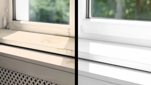 Как очистить желтизну на подоконнике